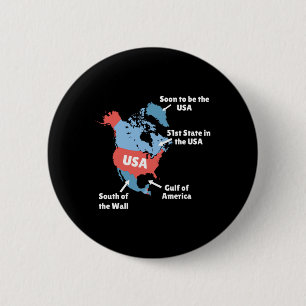 Funny Trump Map USA - Kanada, Grönland, Golf O Button
