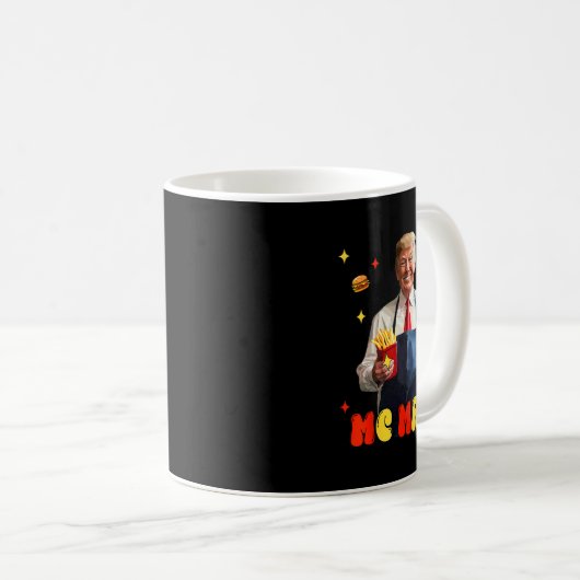 Funny Trump Mc Mega Fries Fast Food Kaffeetasse (VorderseiteRechts)