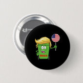 Funny Trump Mega Cartoon Garbage Can American Flag Button (Vorne & Hinten)