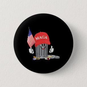 Funny Trump Mega Cartoon Garbage Can American Flag Button