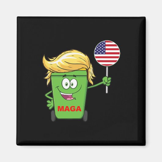 Funny Trump Mega Cartoon Garbage Can American Flag Magnet (Vorne)