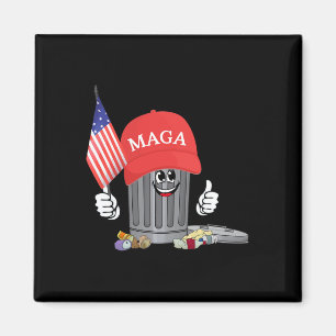 Funny Trump Mega Cartoon Garbage Can American Flag Magnet