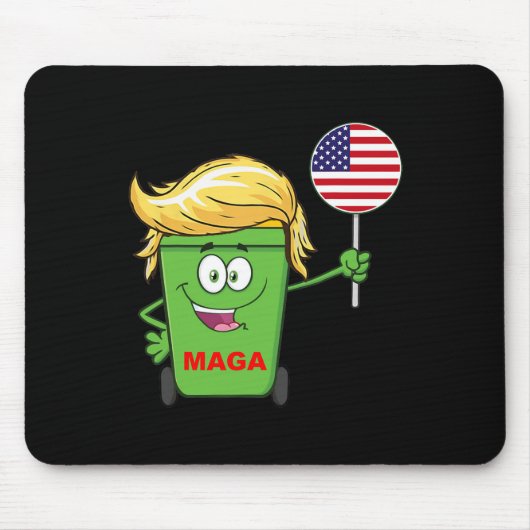 Funny Trump Mega Cartoon Garbage Can American Flag Mousepad (Vorne)