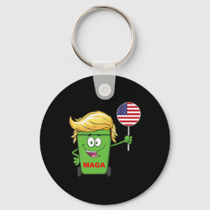Funny Trump Mega Cartoon Garbage Can American Flag Schlüsselanhänger