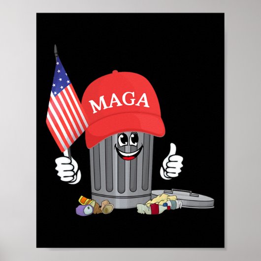 Funny Trump Mega Garbage Can Cartoon Charakter Ame Poster (Vorne)