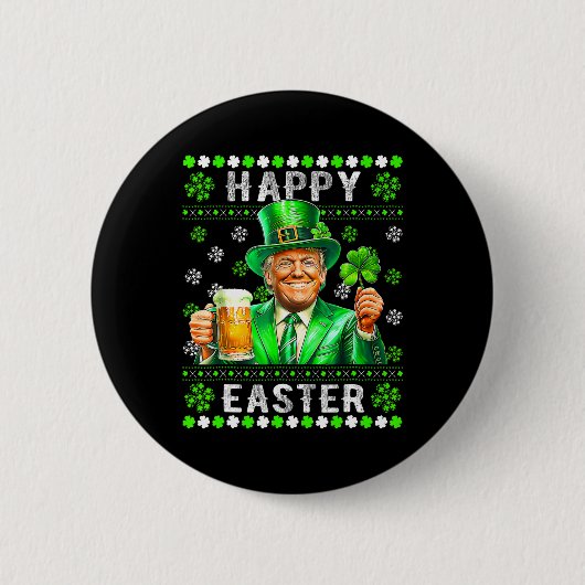 Funny Trump Ostern Verwirrung St Patricks Day Men Button (Vorderseite)