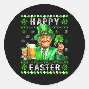 Funny Trump Ostern Verwirrung St Patricks Day Men Runder Aufkleber