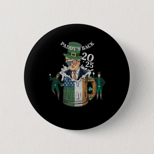 Funny Trump Paddy's Back St Patrick Day Funny Gif Button (Vorderseite)