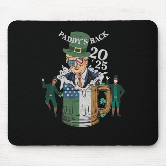 Funny Trump Paddy's Back St Patrick Day Funny Gif Mousepad (Vorne)