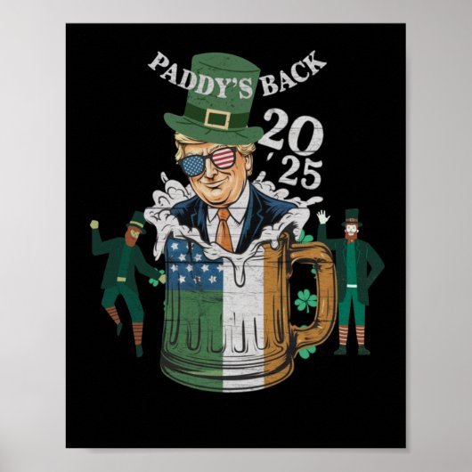 Funny Trump Paddy's Back St Patrick Day Funny Gif Poster (Vorne)