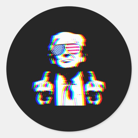 Funny Trump Psychedelic Edm Trippy Vaporwave Techn Runder Aufkleber (Vorderseite)