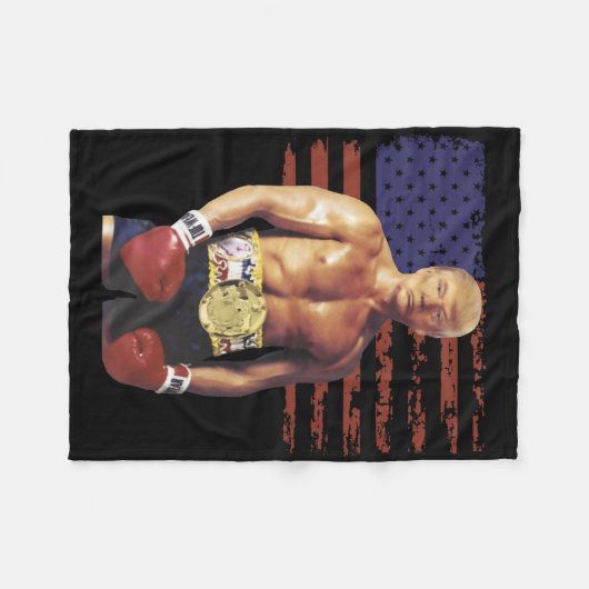 Funny Trump Rocky Boxing Meme Boxer Us Flag Patric Fleecedecke (Vorderseite (Horizontal))