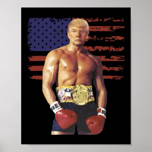 Funny Trump Rocky Boxing Meme Boxer Us Flag Patric Poster (Vorne)