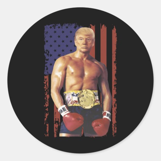 Funny Trump Rocky Boxing Meme Boxer Us Flag Patric Runder Aufkleber (Vorderseite)