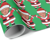 Funny Trump Santa Claus Custom Face Foto Geschenkpapier (Rolleneckpunkt)