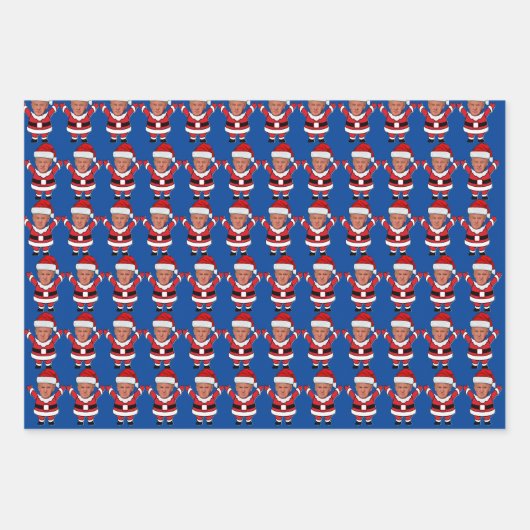 Funny Trump Santa Claus Custom Face Foto Geschenkpapier Set (Vorderseite 3)