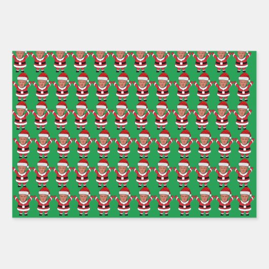 Funny Trump Santa Claus Custom Face Foto Geschenkpapier Set (Vorderseite 2)