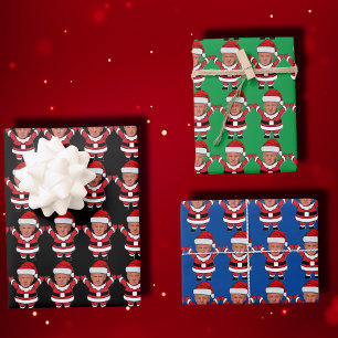 Funny Trump Santa Claus Custom Face Foto Geschenkpapier Set