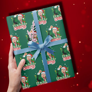 Funny Trump Santa Ich werde Zuhause für Weihnachte Geschenkpapier