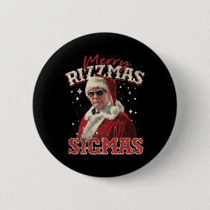Funny Trump Santa Merry Rizzmas Sigmas Xmas Pajama Button