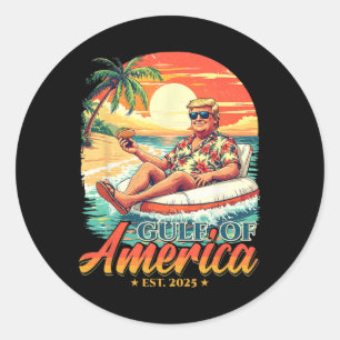 Funny Trump Shirt Gulf of US America Est 2025 1 Runder Aufkleber