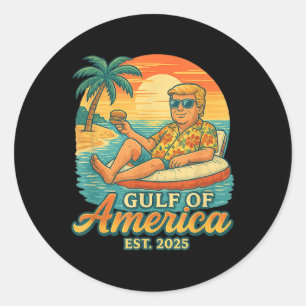 Funny Trump Shirt Gulf of US America Est 2025 Runder Aufkleber
