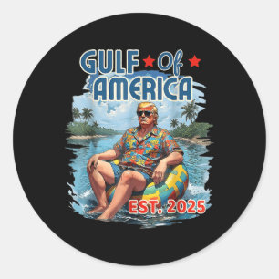 Funny Trump Shirt Gulf of US America Est 2025 Runder Aufkleber