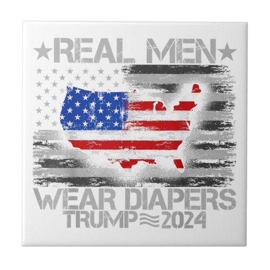 Funny Trump Shirt Real Men tragen Diapers Trump 20 Fliese (Vorderseite)