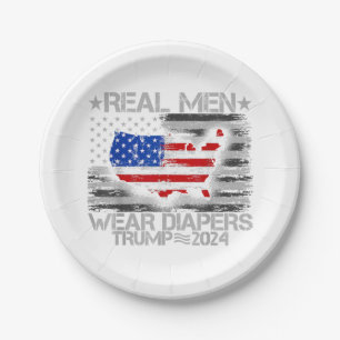 Funny Trump Shirt Real Men tragen Diapers Trump 20 Pappteller
