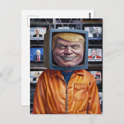 Funny Trump steckt im Fernsehen fest Postkarte (Vorne/Hinten)