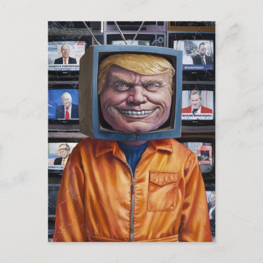Funny Trump steckt im Fernsehen fest Postkarte (Vorderseite)