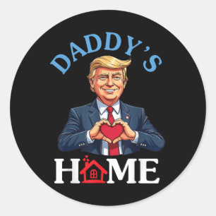 Funny Trump Style Heart Hands Daddys Zuhause Vater Runder Aufkleber