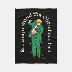 Funny Trump tanzt mit Lichtrocken um Christus Fleecedecke