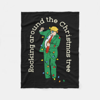 Funny Trump tanzt mit Lichtrocken um Christus Fleecedecke