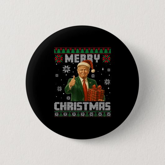 Funny Trump Ugly Xmas Sweater Make Christmas Great Button (Vorderseite)