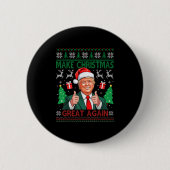 Funny Trump Ugly Xmas Sweater Make Christmas Great Button (Vorderseite)
