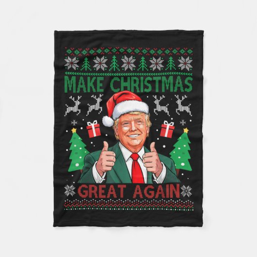 Funny Trump Ugly Xmas Sweater Make Christmas Great Fleecedecke (Vorderseite)