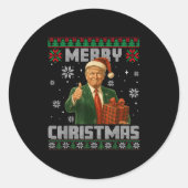 Funny Trump Ugly Xmas Sweater Make Christmas Great Runder Aufkleber (Vorderseite)