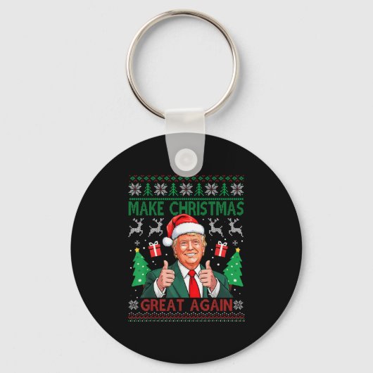 Funny Trump Ugly Xmas Sweater Make Christmas Great Schlüsselanhänger (Vorderseite)
