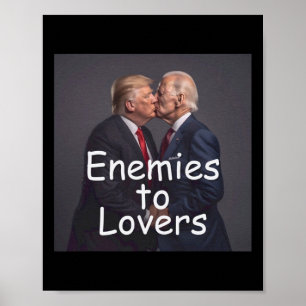 Funny Trump und Biden Küssen Poster