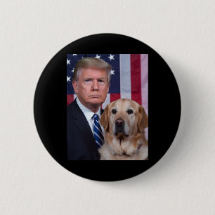 Funny Trump und Golden Retriever Hund US Flaggen E Button