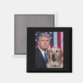 Funny Trump und Golden Retriever Hund US Flaggen E Magnet (Vorderseite/Rückseite)