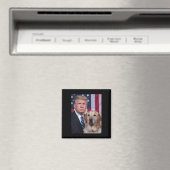 Funny Trump und Golden Retriever Hund US Flaggen E Magnet (In Situ (Geschirrspüler))