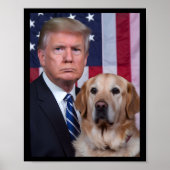 Funny Trump und Golden Retriever Hund US Flaggen E Poster (Vorne)