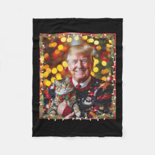 Funny Trump Weihnachts-Sweater für Katzenliebhaber Fleecedecke