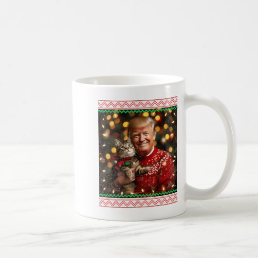 Funny Trump Weihnachts-Sweater für Katzenliebhaber Kaffeetasse (Rechts)