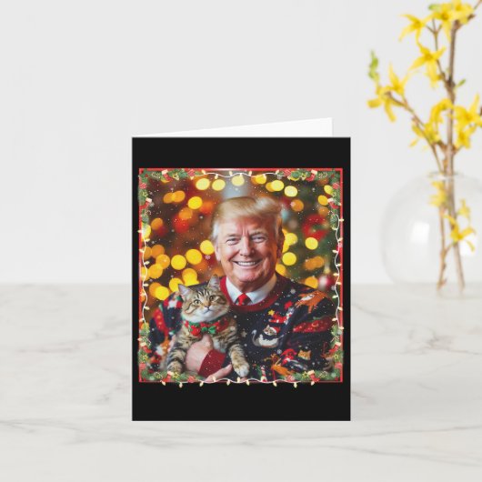 Funny Trump Weihnachts-Sweater für Katzenliebhaber Karte (Gelbe Blume)