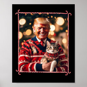 Funny Trump Weihnachts-Sweater für Katzenliebhaber Poster