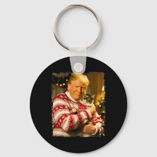 Funny Trump Weihnachts-Sweater für Katzenliebhaber Schlüsselanhänger