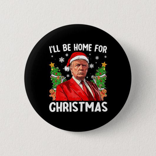 Funny Trump Weihnachts-Weihnachtsmannmütze werde i Button (Vorderseite)